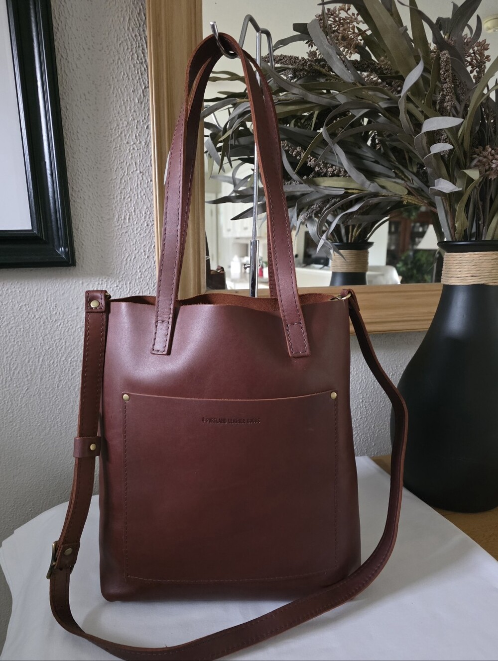 Portland Leather Large Cognac Crossbody Tote FSCB Price firm